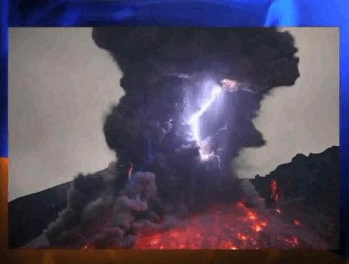
Vulkaniska blixtar (skärmbild från AOL)
                                                
