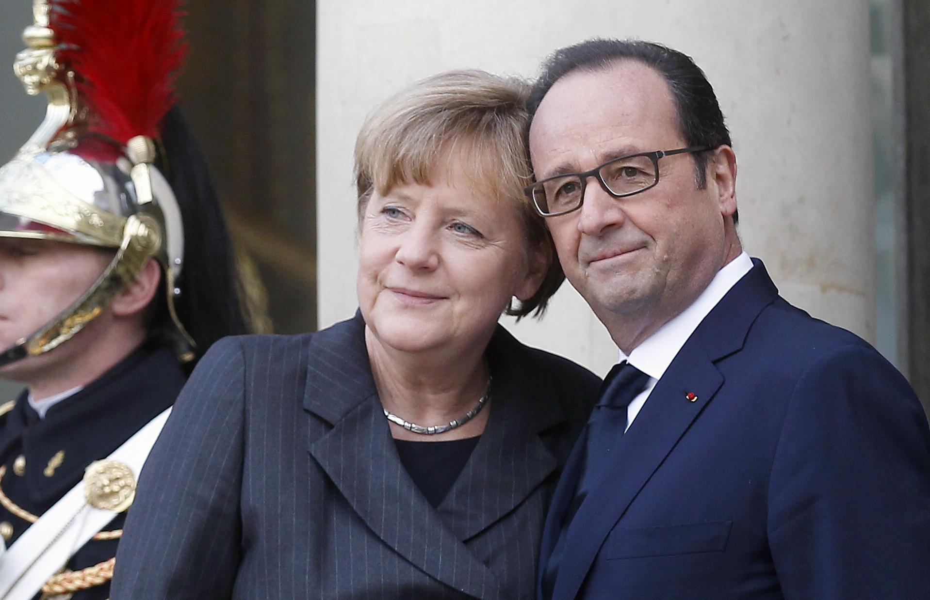 Angela Merkel och Francois Hollande stod enade för ett starkt Europa, vid en debatt i Europaparlamentet på onsdagen. Bilden från den 11 januari 2015. (Foto: Thierry Chesnot/Getty Image)