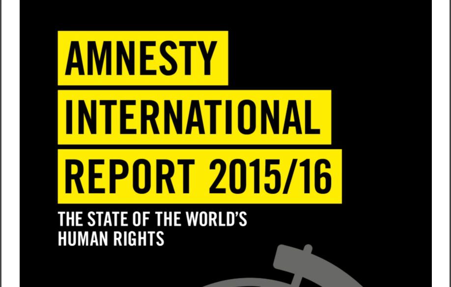 Amnesty International kritiserar det försämrade rättsläget i Kina i sin årsrapport för 2015. (Skärmdump)