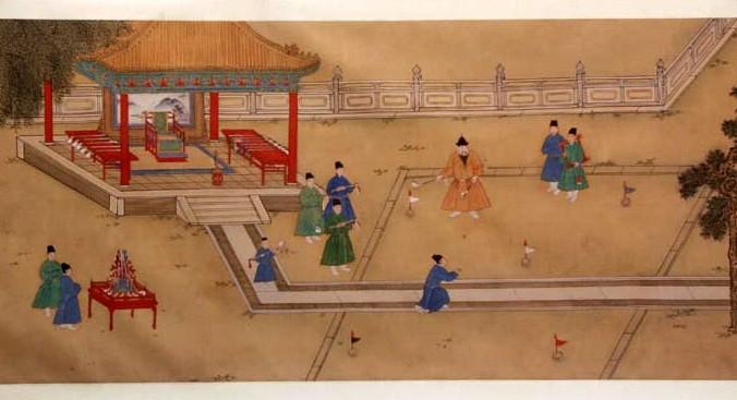 Mingdynastins kejsare Xuande spelar chuiwan, ett spel som har stora likheter med golf. (Foto: Public Domain)