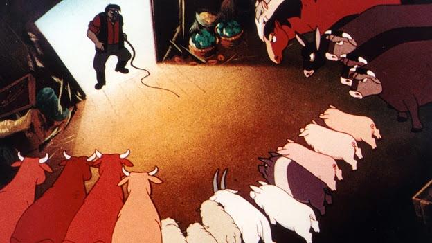 Skärmbild från den tecknade versionen av Djurfarmen. (BFI London)