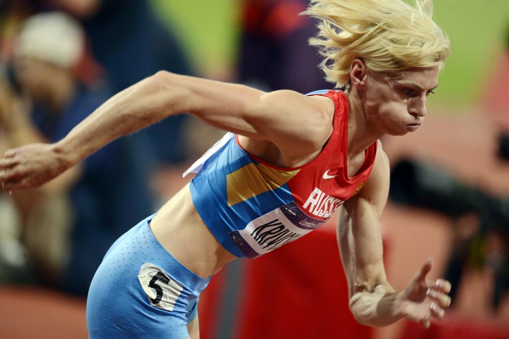 Antonina Krivosjapka i 400-metersloppet i London-OS. (Foto: Vesa Moilanen/Lehtikova/TT)