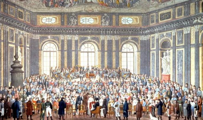 Akvarell av Balthazar Wigand 1809, detalj: Målningen föreställer en mycket åldrad Joseph Haydn som närvarar vid en föreställning med hans oratorium ”Skapelsen”. Kompositören sitter i bildens framkant, i mitten med en hatt. Wigand visade målningen för Haydn.