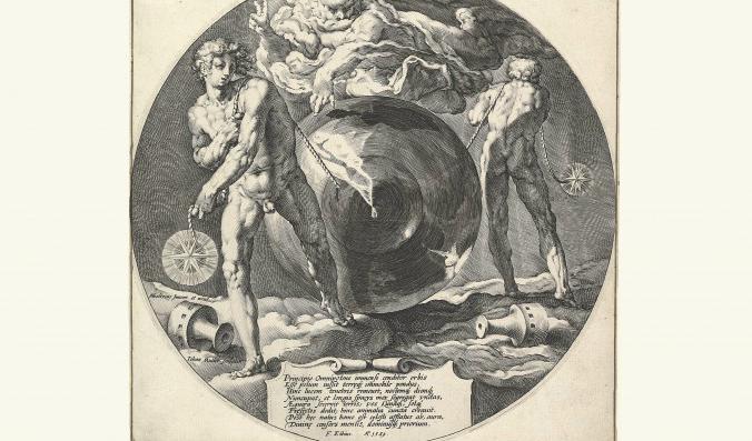 Detalj av Jan Müllers gravyr "Världens skapelse", 1592.