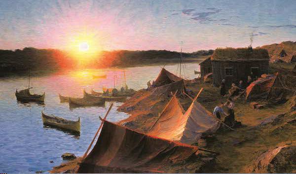 Detalj av "Från marknaden i Tilrem", ca 1900, Even Ulving (1863-1952). 140x87 cm. Foto: Galleri Lofotens Hus