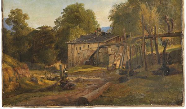 
Louis Gurlitt, Landskap med kvarn, Oberbayern, ca 1836. Foto: Cecilia Heisser/Nationalmuseum                                            