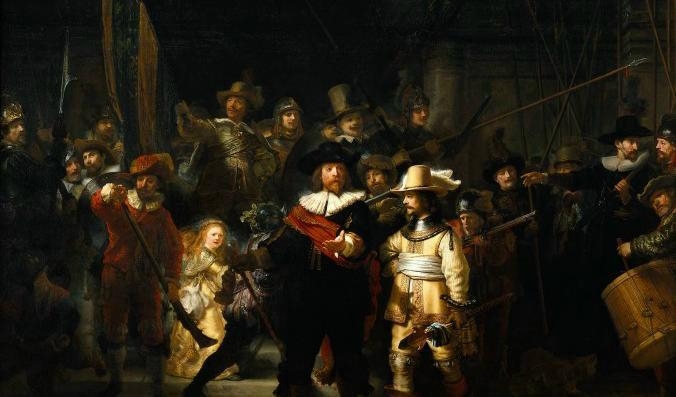 Detalj av "Nattvakten", 1642, Rembrandt van Rijn (1606-1669). Olja på duk, 363 × 437 cm. Foto: Rijksmuseum, Amsterdam
