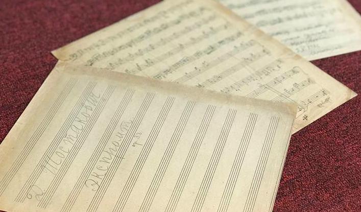 Noterna till Dmitrij Shostakovitjs nyfunna verk "Impromptu op.33". Foto: mos.ru