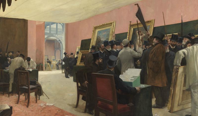 Detalj av “The Jury for Painting, Salon des Artistes Français,” 1885, av Henri Gervex (Frankrike, 1852–1929). Olja på duk, Musée d’Orsay