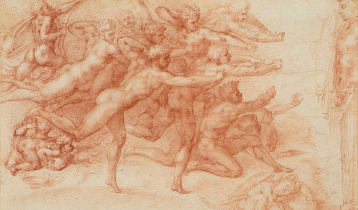 “Archers Shooting at a Herm,” 1530–33 av Michelangelo Buonarroti (Italien, Caprese 1475–1564 Rom). Teckning i rödkrita. Foto: Royal Collection Trust/Drottning Elizabeth II 2017