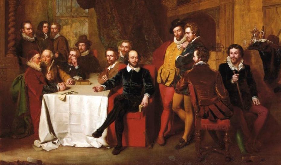 




"Shakespeare och hans samtida"; John Fauds målning från 1851, som föreställer Shakespeare och hans vänner på Mermaid Tavern.                                                                                                                                                                                                                            