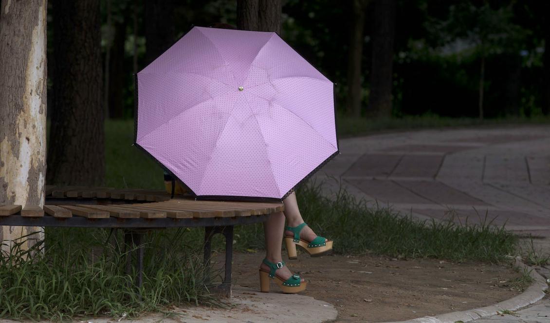 Paraply som skyddar mot sol eller regn? Det verkar främst vara det förstnämnda under veckan och nästa vecka. Foto: Ng Han Guan/ Arkivbild