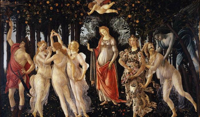 Sandro Botticelli; "Primavera", 1482. Tempera på trä, 203x314 cm. Uffizi Gallery, Florens.