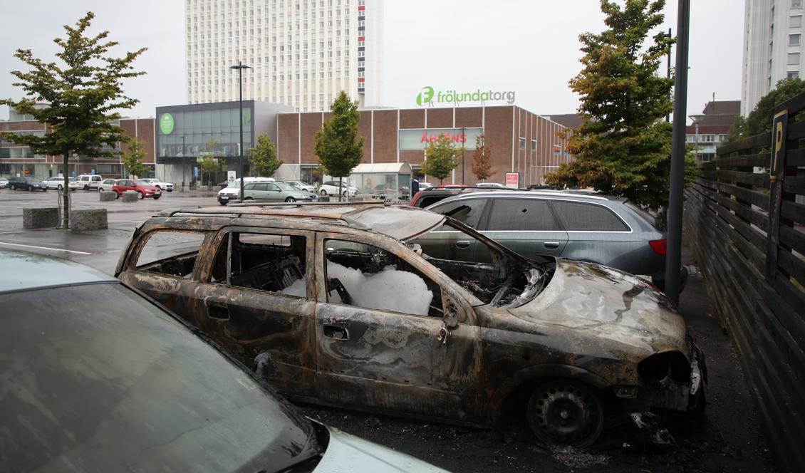 Omkring 80 bilar brann runt om i Göteborg den 13 augusti. Arkivbild. Foto: Adam Ihse/TT.