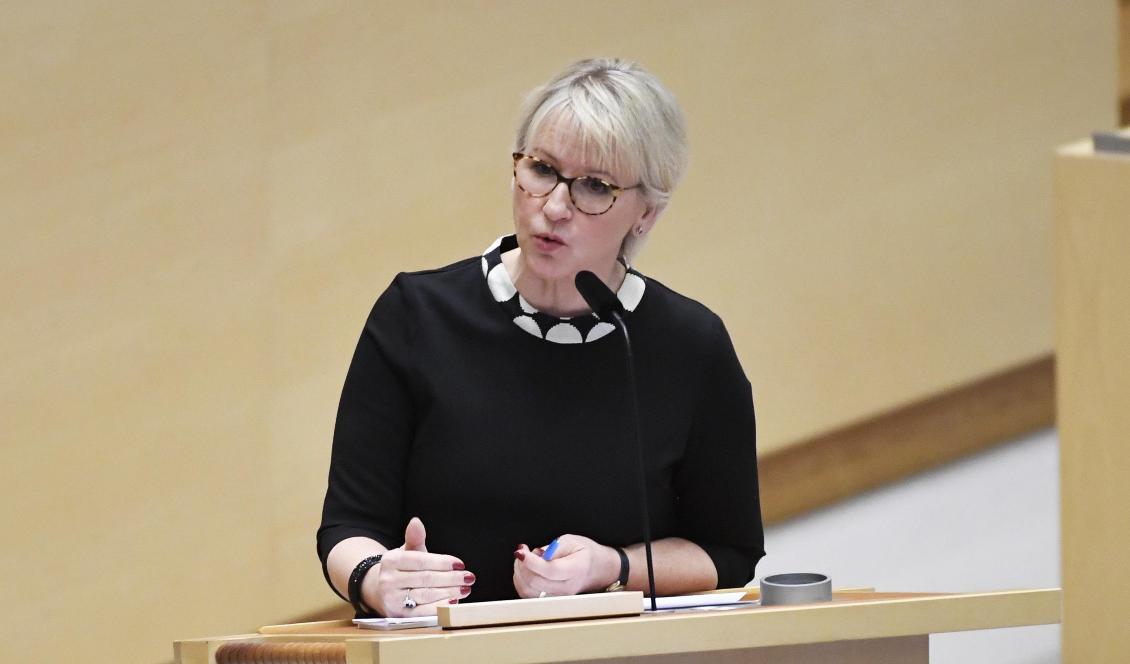 Utrikesminister Margot Wallström (S) under den utrikespolitiska debatten i riksdagen. Foto: Naina Helen Jåma/TT