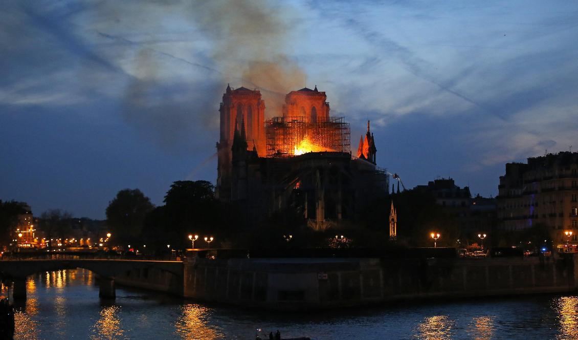 
Brandmän försöker att släcka branden i Notre-Dame. Foto: Michel Euler/AP/TT                                                