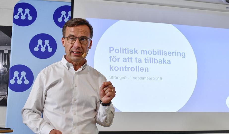 Ulf Kristersson talade i Strängnäs under söndagen. Foto: Anders Wiklund/TT