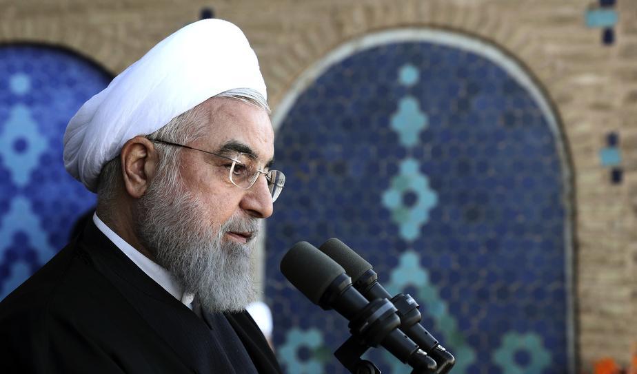 Irans president Hassan Rohani under ett tal i staden Yazd på söndagen, då han meddelade nya oljefynd. Foto: Irans presidentkansli/AP/TT