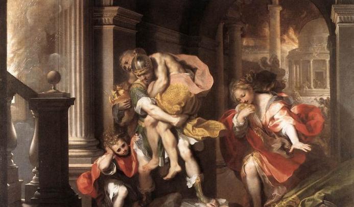 “Aeneas flyr från det brinnande Troja," 1598, av Federico Barocci. Galleria Borghese, Rome