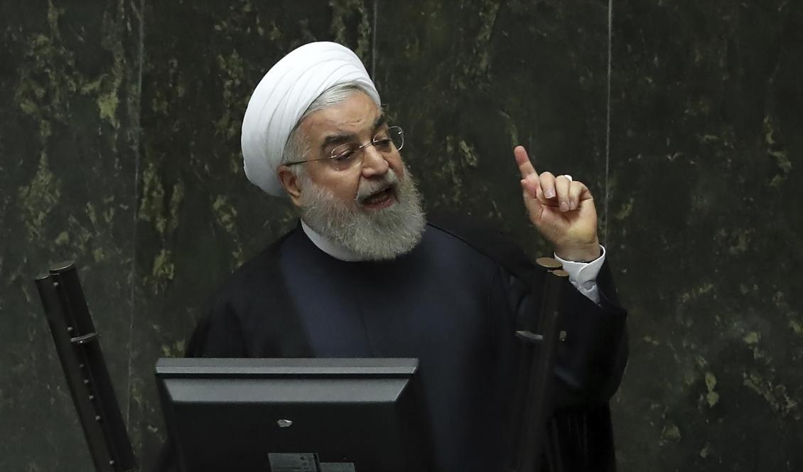 Irans president Hassan Rohani i parlamentet tidigare i veckan. Foto: Vahid Salemi/AP/TT