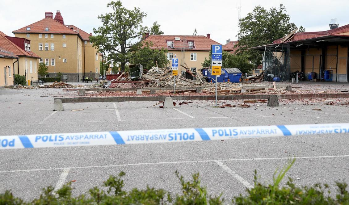 Ett område fick spärras av i samband med explosionen i Linköping. Foto: Jeppe Gustafsson/TT-arkivbild