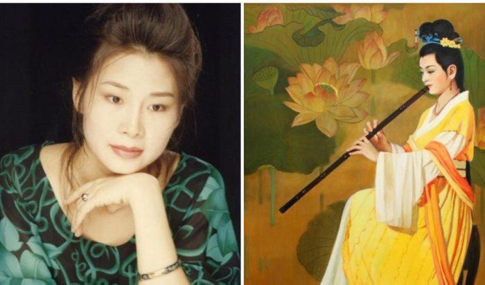 




T v  Zheng Aixin och t h  en målning som hon hade tänkt lämna in till International Figure Painting Competition. Foto: Minghui.org                                                                                                                                                                                                                                                