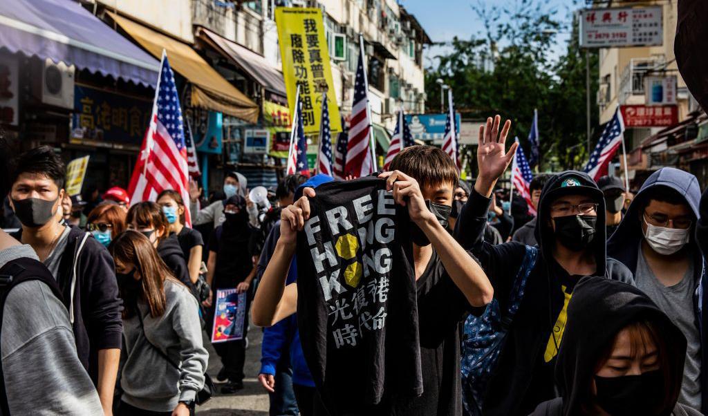Prodemokratiska demonstranter i Hongkong, 5 januari 2020. Arkivbild. Foto: Isaac Lawrence/AFP via Getty Images)