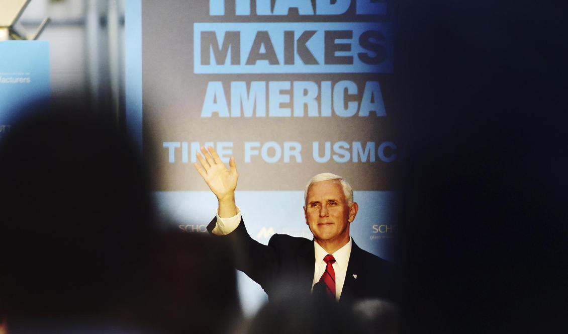 USA:s vicepresident Mike Pence under ett kampanjmöte för USMCA-avtalet. Foto: Sean McKeag-arkivbild