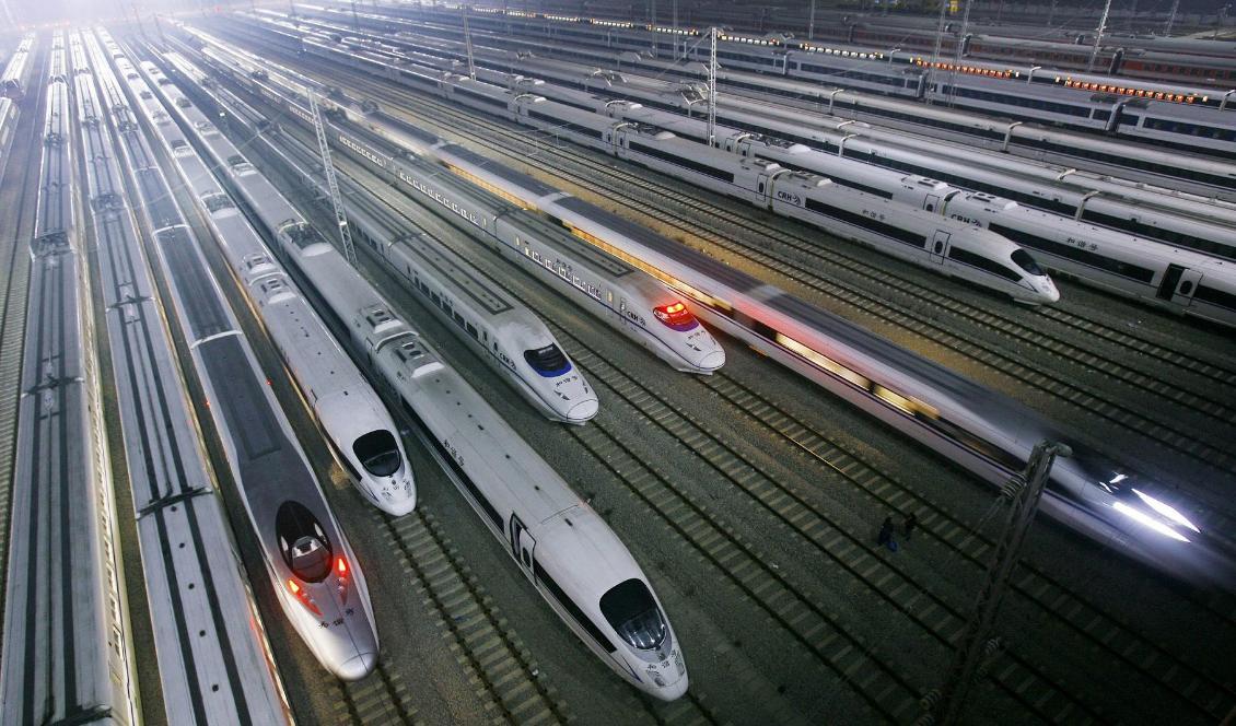 Kinesiska höghastighetståg i Wuhan, Kina. Foto: TT-arkivbild