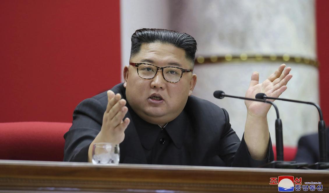Nordkoreas ledare Kim Jong-Un. Bilden kommer från den statliga nyhetsbyrån KCNA. Foto: Korean Central News Agency/Korea News Service via AP/TT-arkivbild