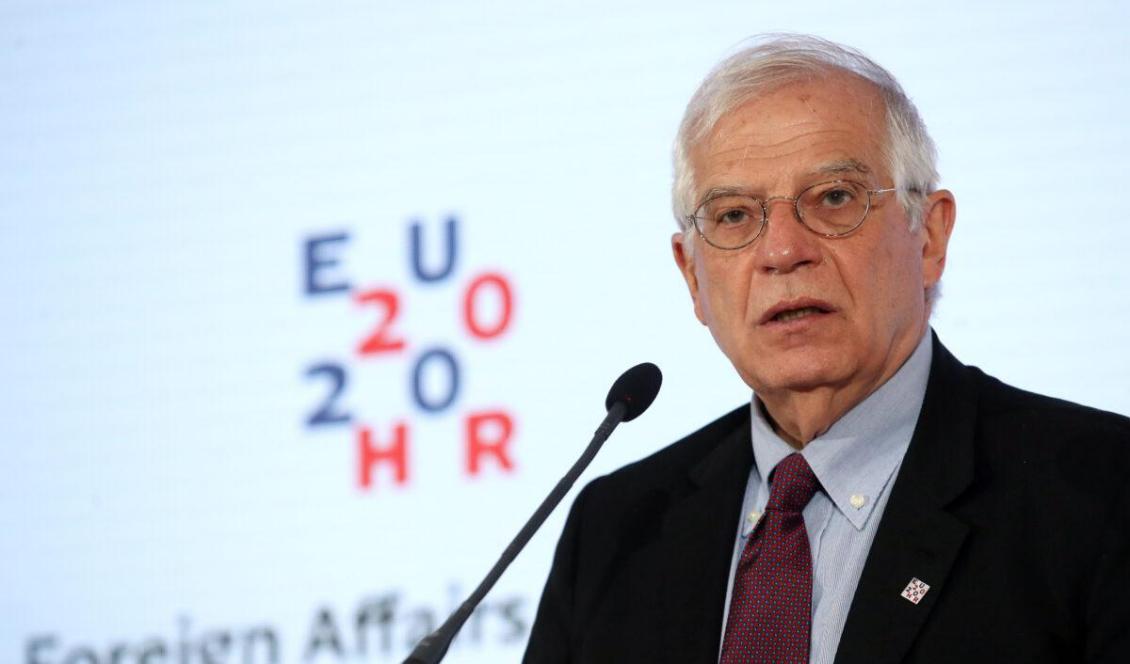 EU:s höra representant, Josep Borrell Fontelles, vid en presskonferens i Zagreb, Kroatsien, den 6 mars, 2020. Foto: Damir Sencar, AFP via Getty Images