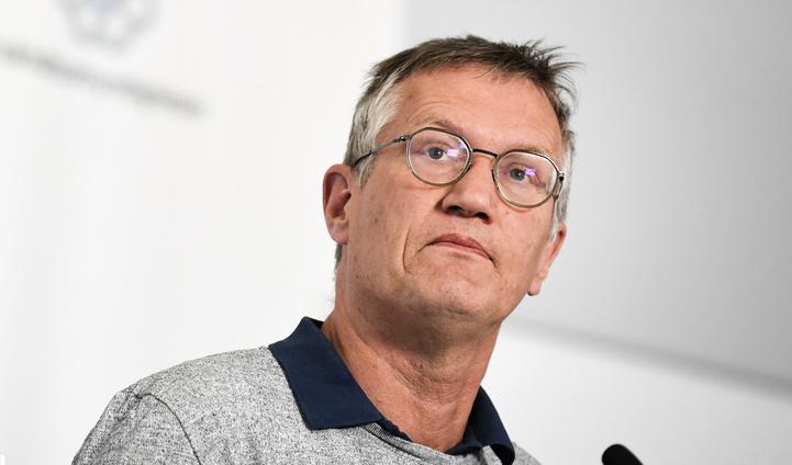 Anders Tegnell, statsepidemiolog Folkhälsomyndigheten under en av Folkhälsomyndighetens pressträffar. Foto: Pontus Lundahl/TT
-arkivbild