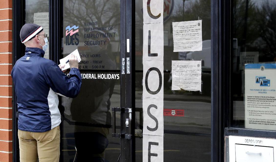 Arbetslösheten i USA har ökat i rekordtakt under coronapandemin. Foto: Nam Y. Huh/AP/TT-arkivbild