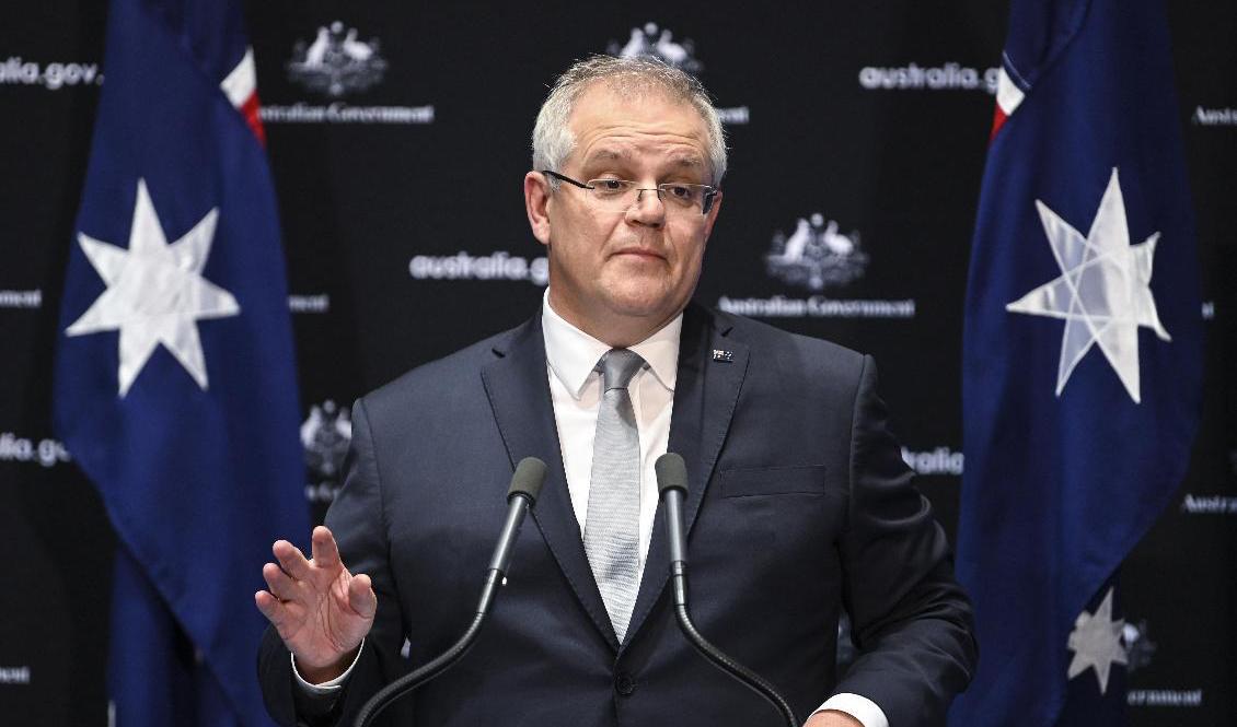 Australiens premiärminister Scott Morrison. Foto: Lukas Coch/AP/TT-arkivbild