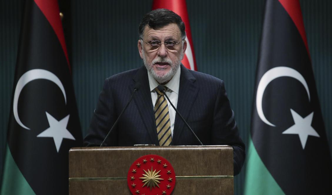Fayez al-Sarraj leder Libyens regering i Tripoli. Foto: Turkiets presidentstab via AP-arkivbild
