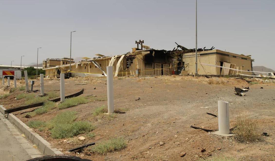 Ett foto som enligt Irans atomenergiorgan visar en del av kärnenergianläggningen i Natanz efter en brand i torsdags. Foto: Irans atomenergiorgan/AP/TT