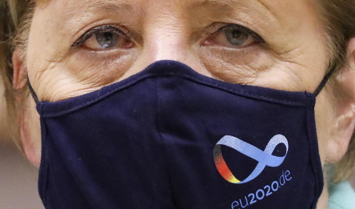 Tysklands förbundskansler Angela Merkel i EU-parlamentet i Bryssel. Foto: Yves Herman/AP/TT