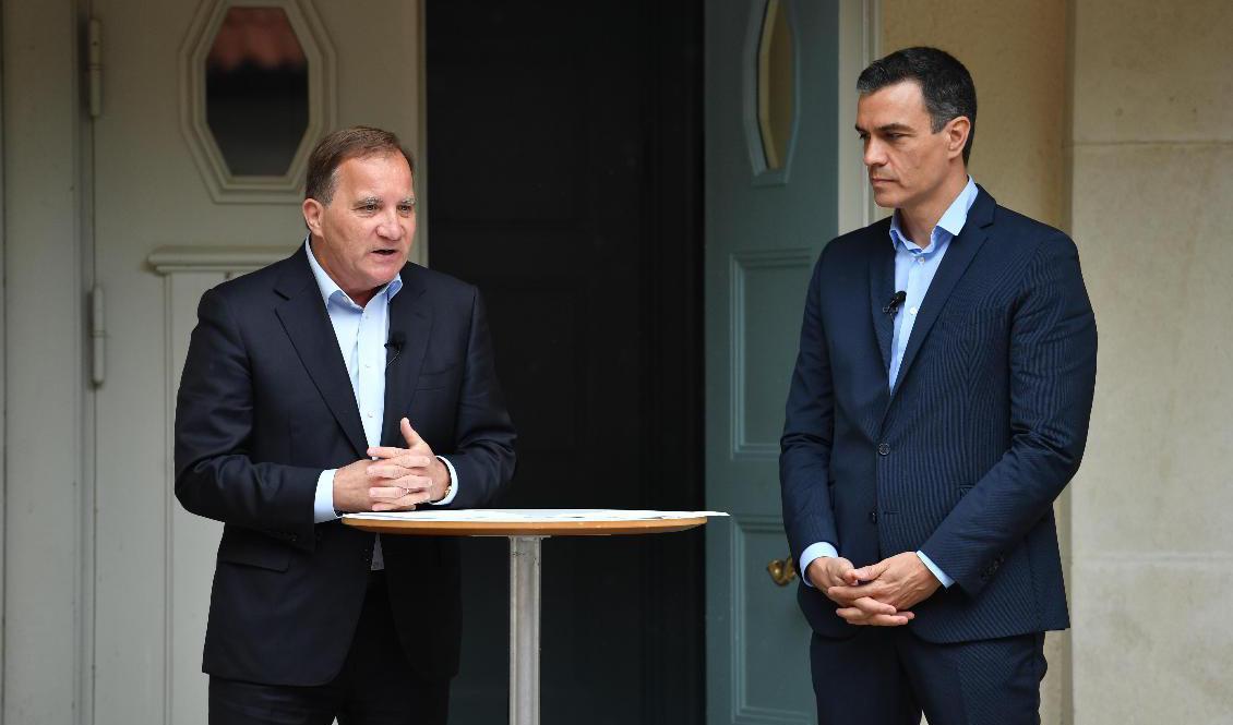 
Pressträff med statsminister Stefan Löfven och Spaniens premiärminister Pedro Sánchez. Foto: Erik Simander/TT                                            