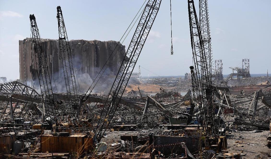 Förödelsen är enorm efter tisdagens explosioner i Beirut, Libanon. Foto: Hussein Malla/AP/TT