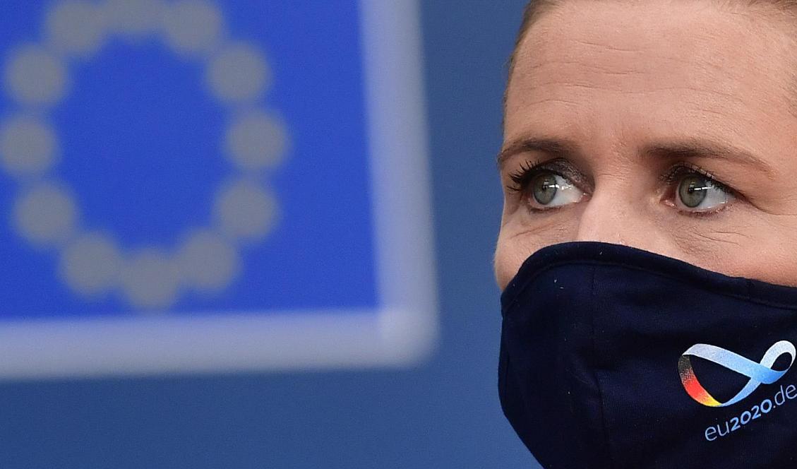 Danmarks statsminister Mette Frederiksen under ett EU-möte i Bryssel i juli. Foto: John Thys/AP/TT
