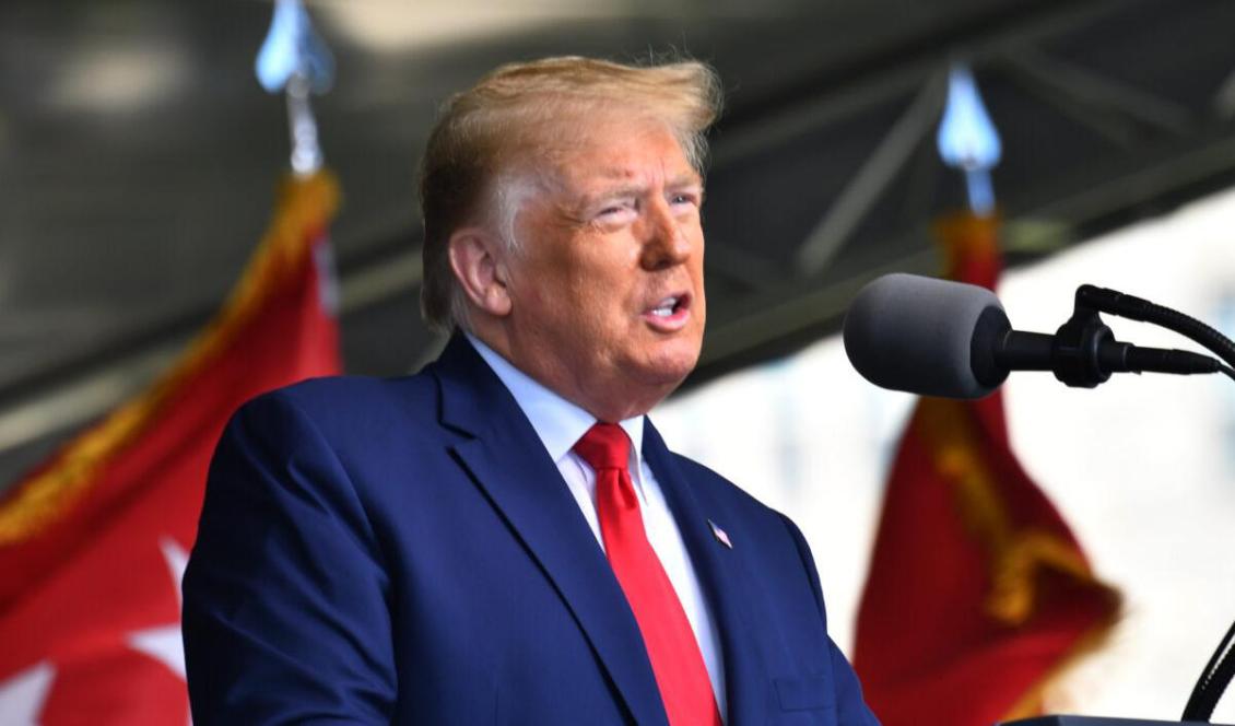 President Donald Trump talar vid USA:s Military Academy Graduation Ceremony 2020 på West Point, N.Y., den 13 juni 2020. Foto: Nicholas Kamm, AFP, Getty Images)