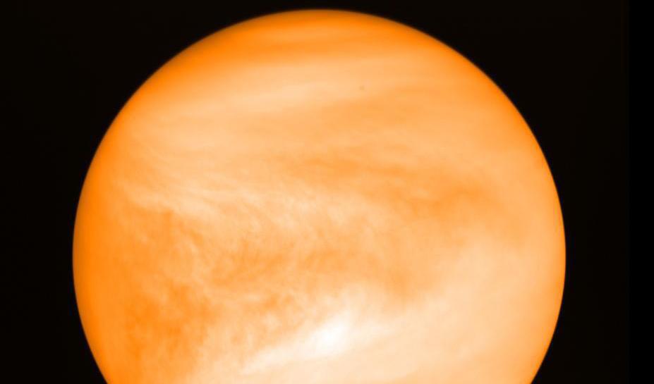 Venus – med ett nyupptäckt ämne i atmosfären som möjligen skulle kunna indikera liv. Arkivbild. Foto: Jane Greaves/Cardiff University/JAXA/AP/TT