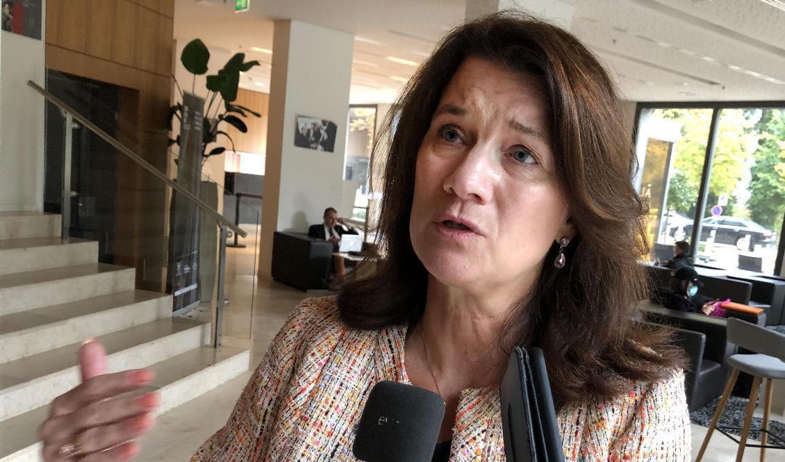 Utrikesminister Ann Linde efter måndagens EU-möte i Luxemburg. Foto: Wiktor Nummelin/TT
