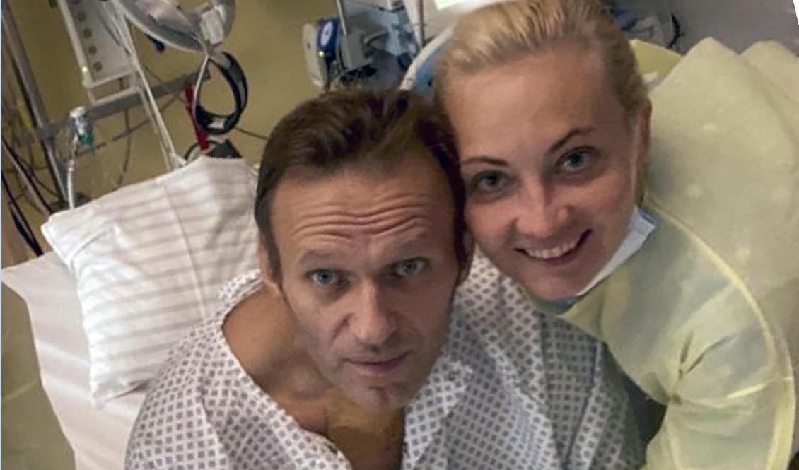 Ryske oppositionsledaren Aleksej Navalnyj vårdades på sjukhus i Berlin sedan han förgiftats av nervgiftet Novitjok. Arkivfoto. Foto: AP/TT