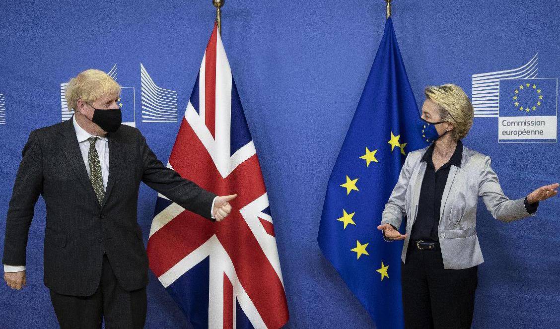 Storbritanniens premiärminister Boris Johnson på besök hos EU-kommissionens ordförande Ursula von der Leyen i onsdags. Arkivfoto. Foto: Aaron Chown/AP/TT