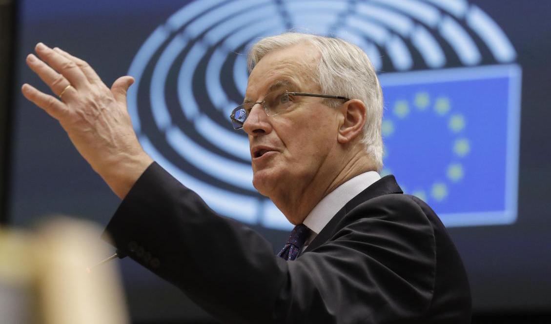 EU:s chefsförhandlare Michel Barnier i Europaparlamentet i Bryssel på fredagen. Foto: Olivier Hoslet/AP/TT