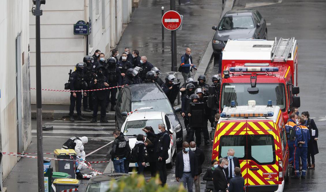 Poliser vid brottsplatsen, den 25 september. Arkivbild. Foto: Thibault Camus/AP/TT