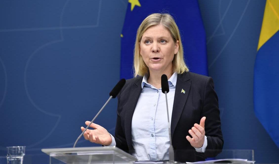 Finansminister Magdalena Andersson (S) och näringsminister Ibrahim Baylan (S) håller en digital pressträff om krisåtgärder. Arkivbild. Foto: Henrik Montgomery/TT