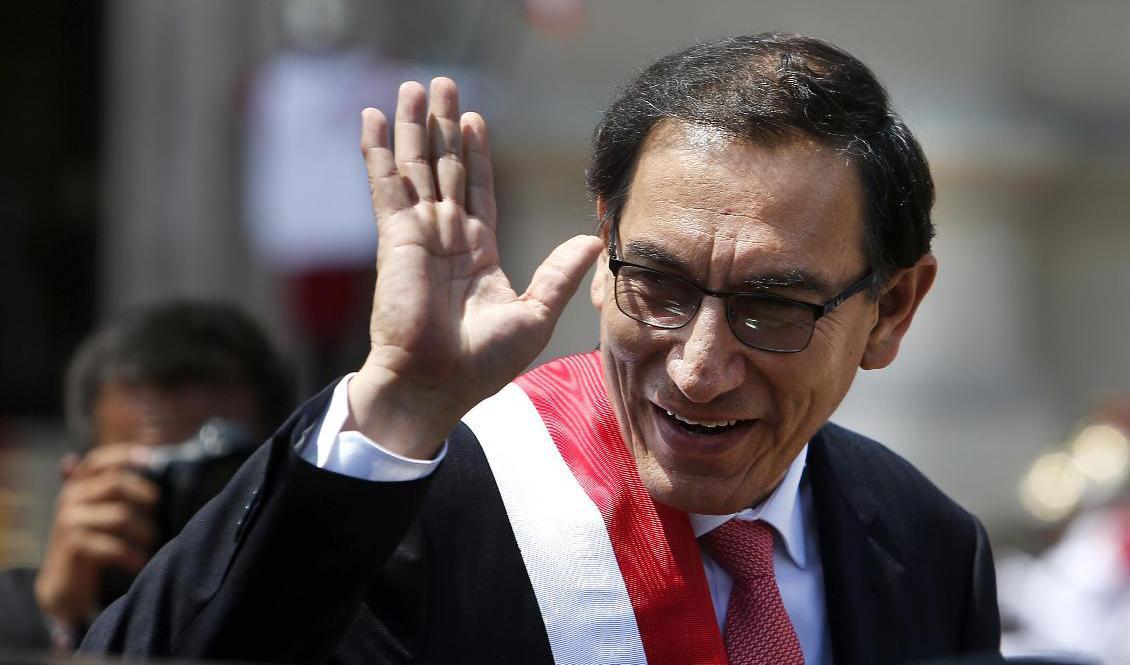 Martín Vizcarra, när han fortfarande var Perus president. Foto: Karel Navarro/AP/TT