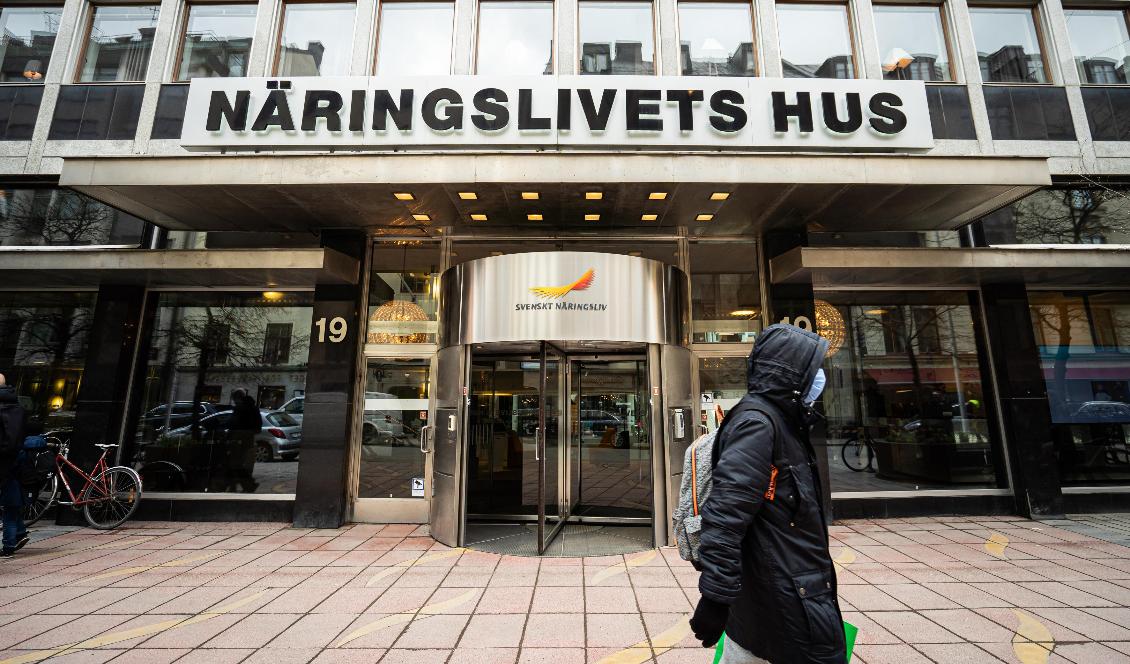 Näringslivsorganisationen Svenskt Näringslivs kontor i Stockholm, den 12 april 2021. Foto: Sofia Drevemo